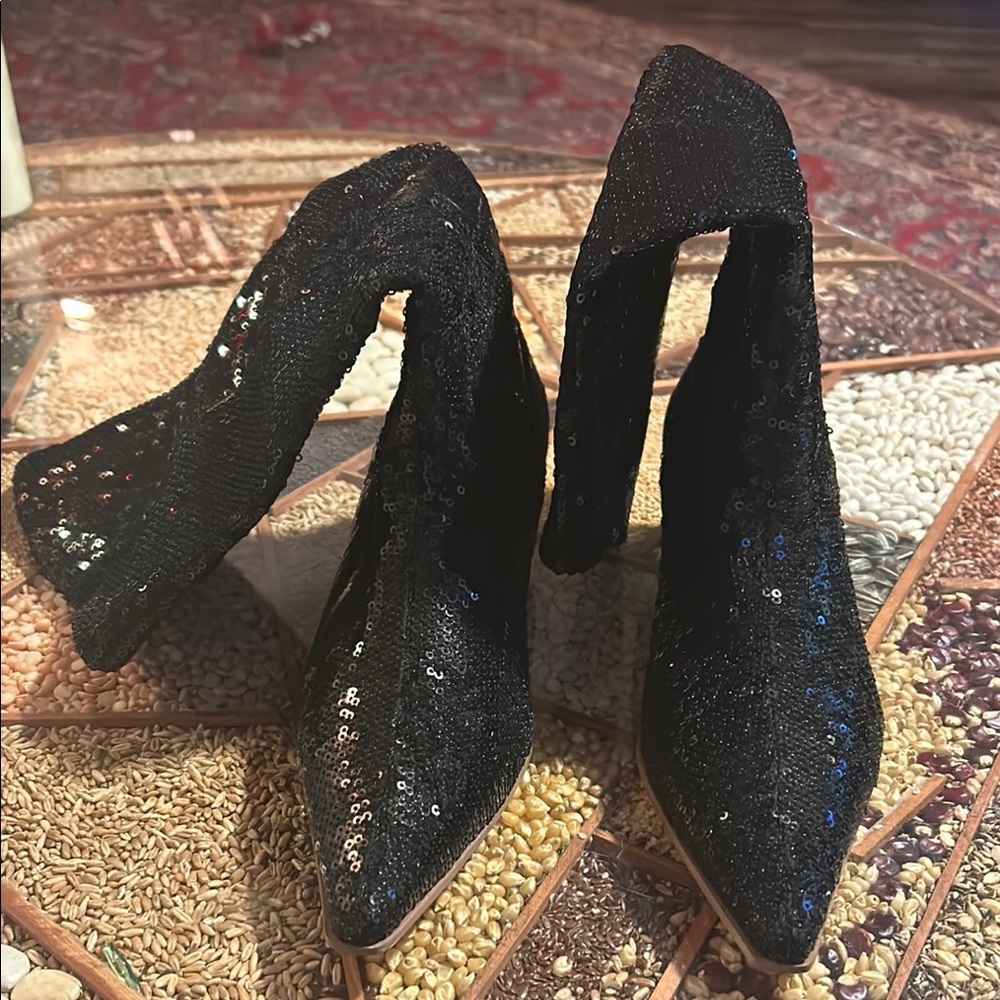 Elegant Black Sequin Women's Shoes